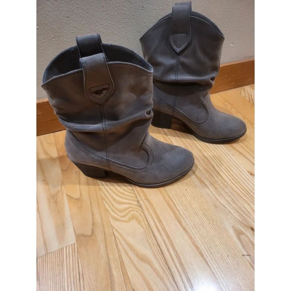 Rocket Dog Sheriff Western Ankle Boots Women’s 6.5 Gray Pull-On 2.5"